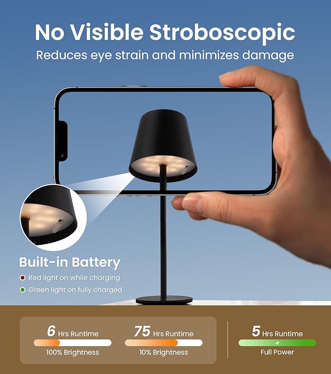 Cordless Table Lamp, Portable Battery Operated Lamp - Image 6