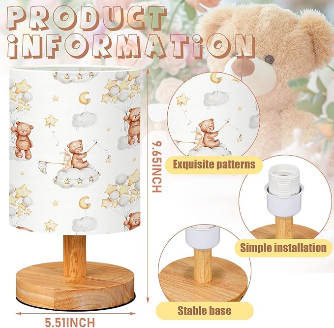 VIHOSE Bear Kids Table Lamp for Bedroom Kids Bedside Lamp - Image 6