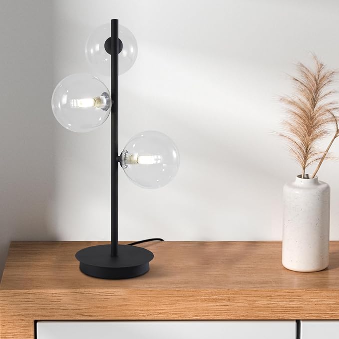 3-Light Black Table Lamp, Mid Century Nightstand Lamp - Image 8