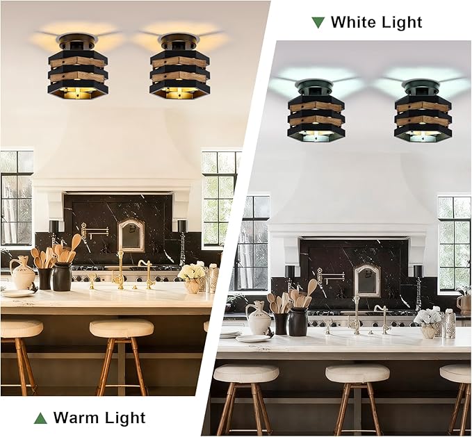 Farmhouse Flush Mount Ceiling Light, 1-Light Hallway Light Fixtures Ceiling - Image 3