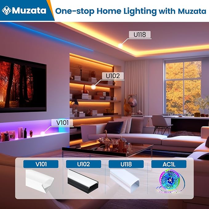 Muzata 10Pack 6.6FT/2M Wider LED Channel Silver Aluminum LED Strips Diffuser - Image 6