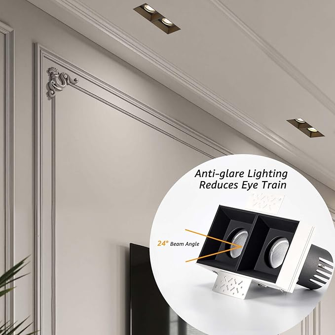 LED Square Recessed Lighting 4 Pack, 24W Aluminum Trimless Downlight, - Image 5