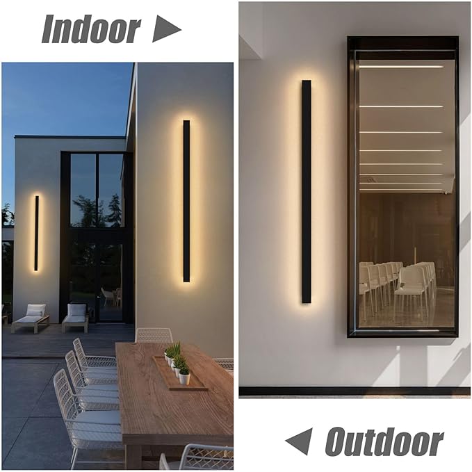 2 Pack 47.25inch Long Outdoor LED Wall Lights 35W Black 3000K Warm White Porch - Image 5