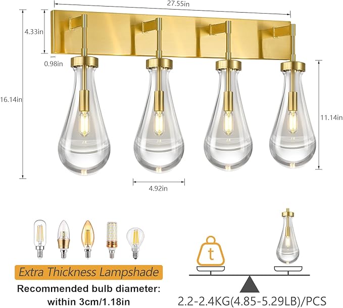Raindrop Wall Sconces Gold Crystal Sconces Wall Decor Modern Lighting Glass - Image 2