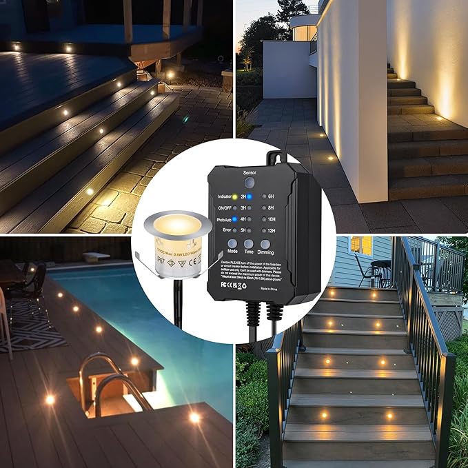 Dimmable LED Deck Lights With Timer and Photocell Sensor, 20 Pack Recessed - Image 6