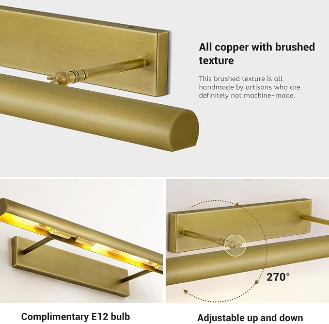 Brass Picture Light, 30in Brush Gold Picture Lights - Image 3