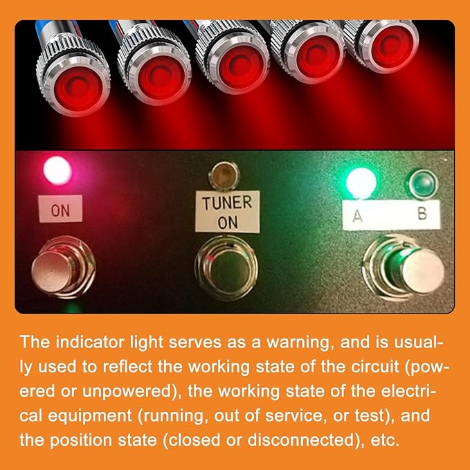 GASHER 5 PCS Energy Saving Indicator Light, LED Light 12V/24V/110V 20mA Panel - Image 6