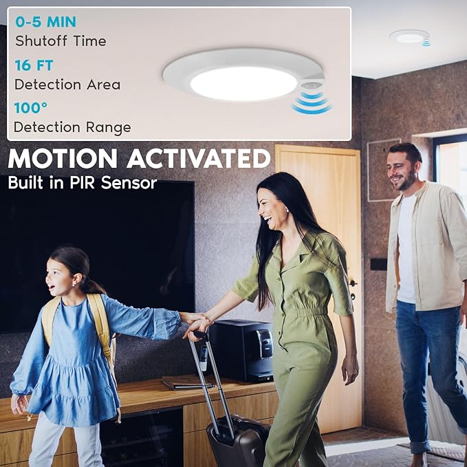 LUXRITE 6 Inch LED Motion Sensor Ceiling Light, CRI 90, 3CCT 3000K 4000K 5000K - Image 2