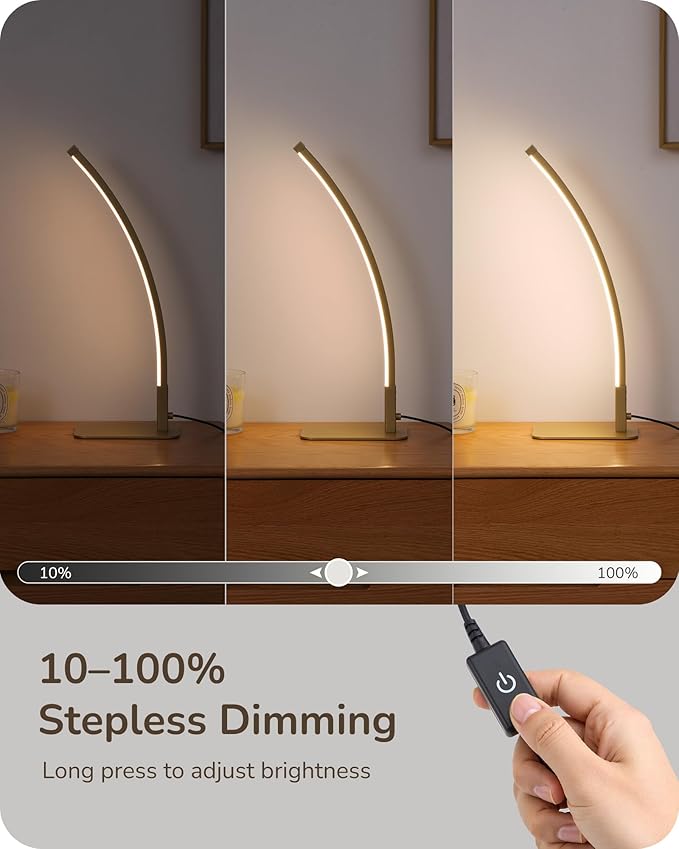 EDISHINE Curved LED Table Lamp, Modern Bedside Lamp - Image 5