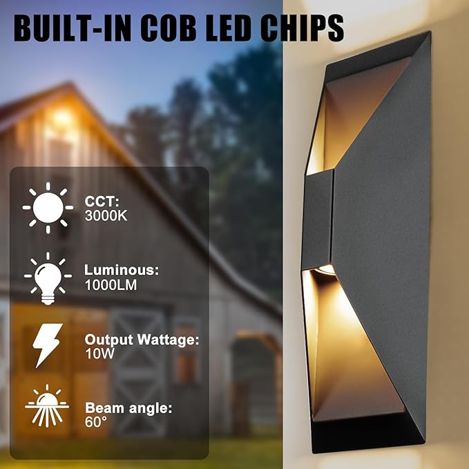 Modern Outdoor Wall Light 2 Packs, LED Up Down Wall Light, 15 Inch Modern - Image 3