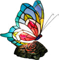 Small Tiffany Table lamp Stained Glass Butterfly Desk Lamp 7X5X9.8 Inch Accent by ZJART
