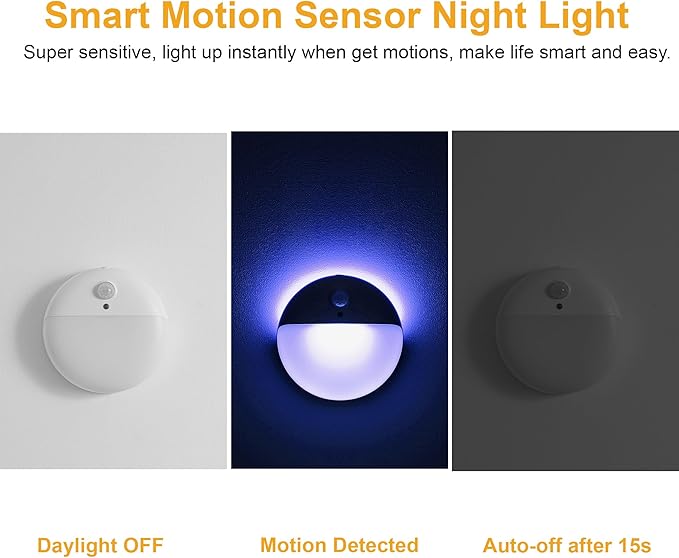 2 Pack Blue Battery Night Light, Motion Activated Stick on Lights, 2.6" Small - Image 3