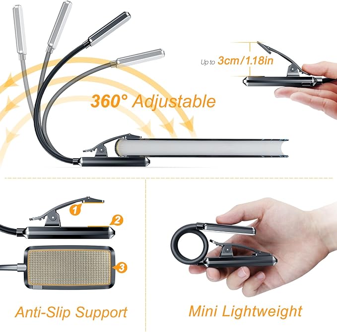 Gritin 9 LED Rechargeable Book Light - Image 5