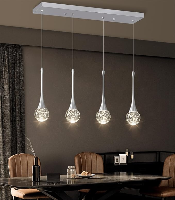 4-Lights Modern Pendant Lights for Kitchen Island LED Dimmable Crystal Glam - Image 5