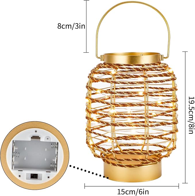 Battery Operated Table Lamp 7.7 "H Metal Cage LED Cordless Lamp - Image 2