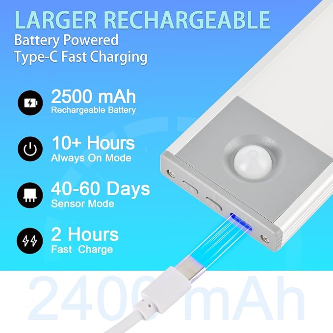 Under Cabinet Lighting, 2500mAh Motion Sensor Light Indoor, 160lm - Image 4
