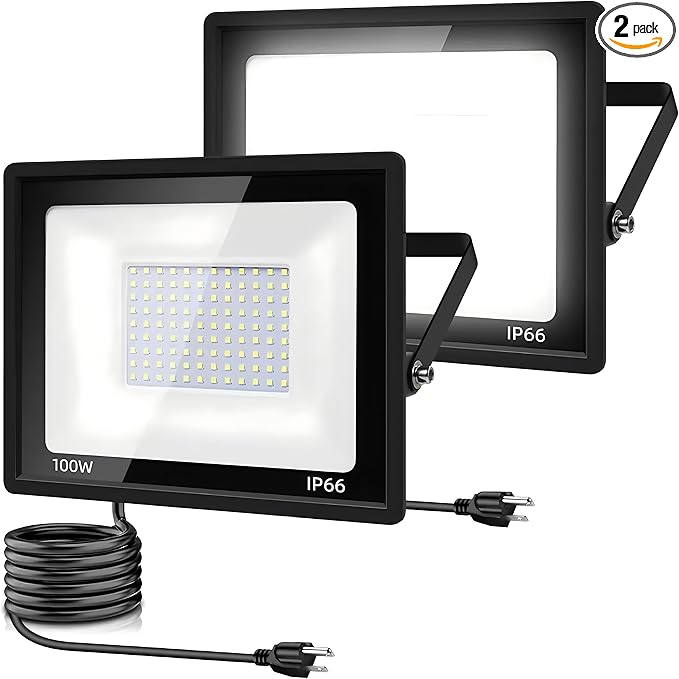 2 Pack-100W LED Flood Light Outdoor, 11000LM LED Work Light by STARFISHHOME