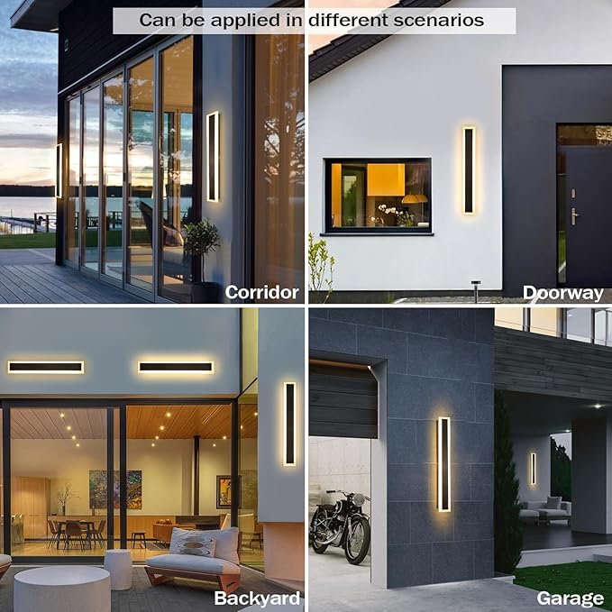 2 Pack 24 Inch Outdoor Porch Wall Lights, 3000K Modern LED Exterior Wall Sconce - Image 4