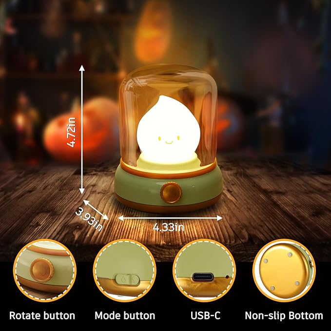 2Pack Ghost Campfire Night Light, Small Cute Desk Lamp, Dimmable Cordless - Image 6