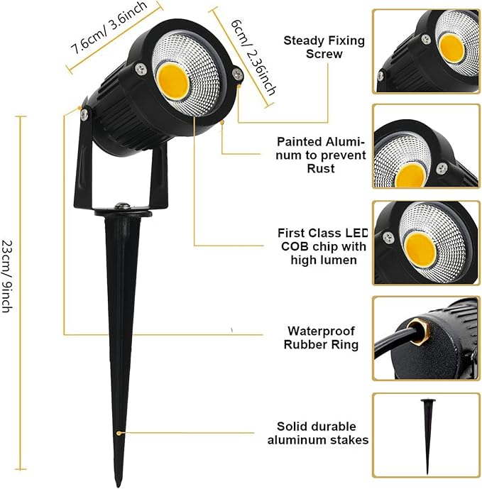 LED Landscape Lights Low Voltage Spotlights Lighting 5W 12V 24V Garden Pathway - Image 3