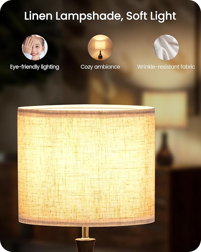 Small Table Lamp, 14.2" Cute Little Desk Lamp, Wood Bedside Lamp - Image 5