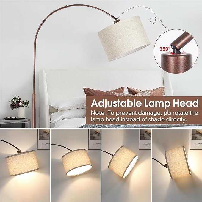 Dimmable Arc Floor Lamps for Living Room, Mid Century Floor Lamp, Antique - Image 4