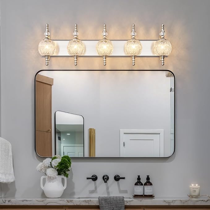 Modern Crystal Bathroom Vanity Lights Fixtures Over Mirror Brushed Nickel - Image 6
