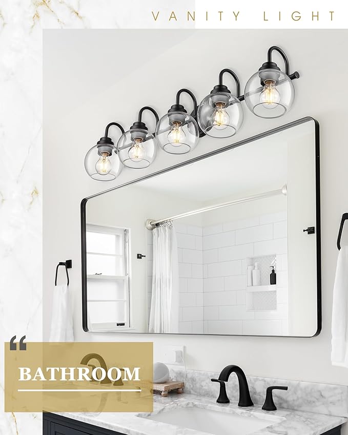 Bathroom Light Fixtures, 5-Light Matte Black Vanity Lights - Image 5