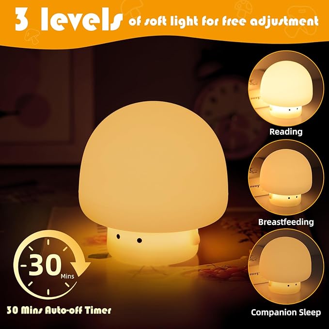 YISUN Mushroom Night Light, Cute Silicone Nightlight - Image 2