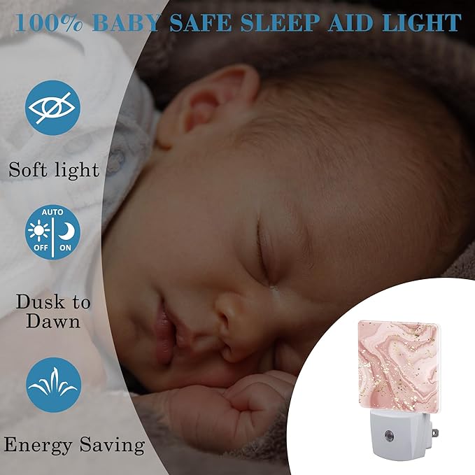 Plug in Night Lights Gold Splatter Texture Liquid Marble Nightlight Plug Into - Image 4