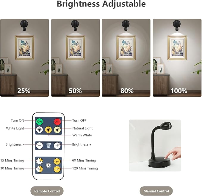 Cordless Spotlight Battery Operated, LED Picture Light, Dimmable Accent Light - Image 3