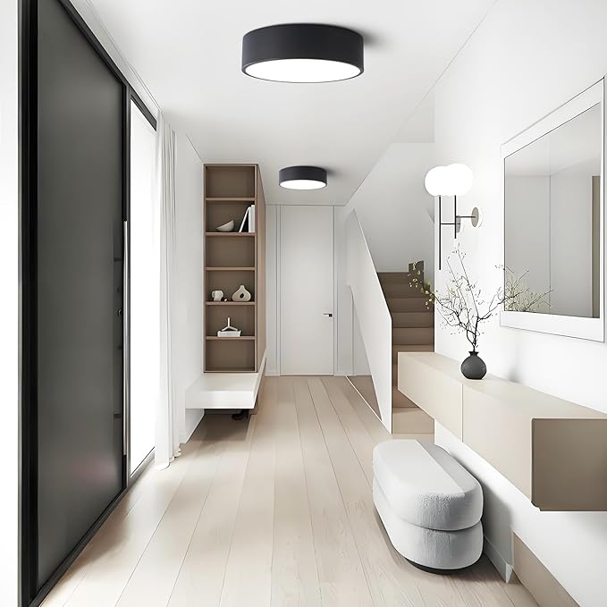 Dimmable Modern Flush Mount Ceiling Light Fixture, Matte Black Round LED Lights - Image 7