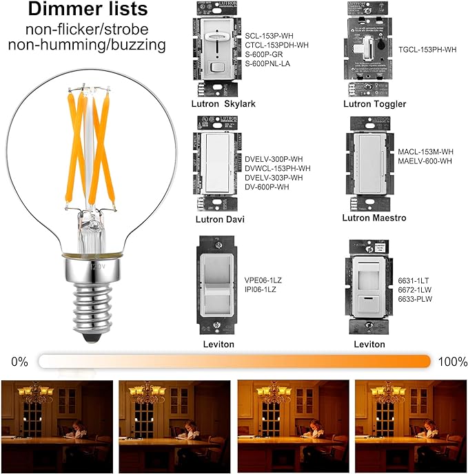 LiteHistory e12 led dimmable g16.5 Light Bulb 6W Equal 60 Watt 600lm AC120V e12 - Image 3