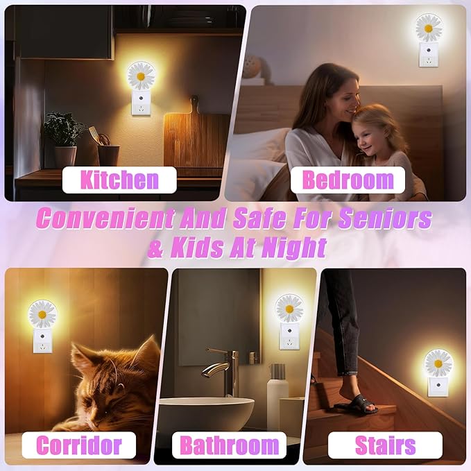 Daisy Night Light Chamomile Night Lights LED Lamp Round Plug into Wall - Image 7