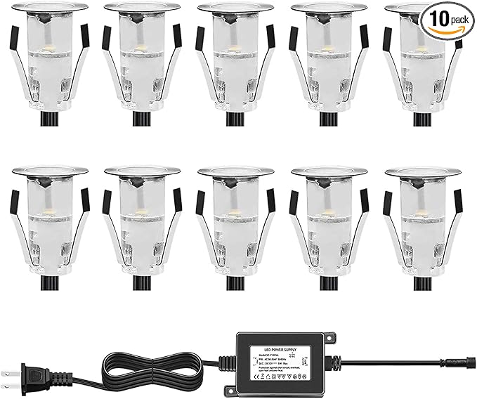 0.7" Tiny LED Deck Lights, Waterproof IP7 Low Voltage Stair Lights Landscape by QACALEDOutdoorRecessedDeckLightingKits