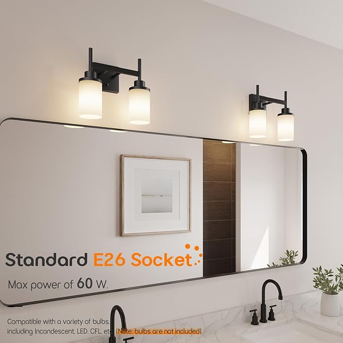 Wall Light Fixtures Matte Black Bathroom Vanity Lights Over Mirror - Image 4
