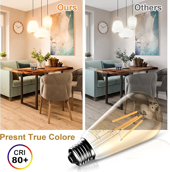 ASOKO ST58 Antique LED Filament Light Bulbs, LED Dimmable Edison Light Bulbs 4W - Image 6