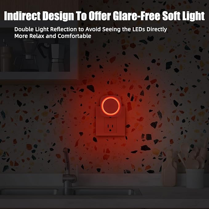 Red Night Lights Plug into Wall, 4 Packs Dimmable Night Light - Image 3