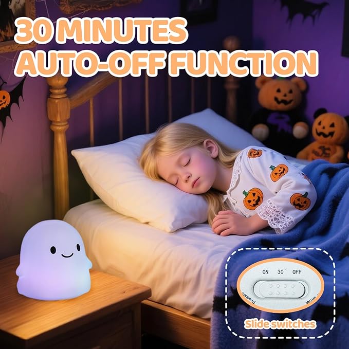 Halloween Ghost Night Light, Color-Changing & 50-Hour Battery, Spooky-Cute - Image 3
