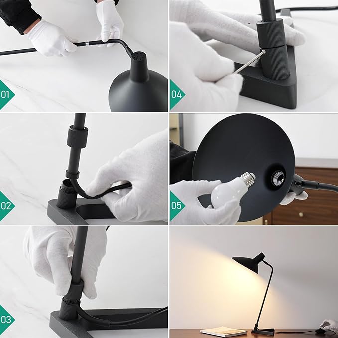 Industrial Desk Lamp Metal Modern Table Lamp 22", Adjustable Neck - Image 5