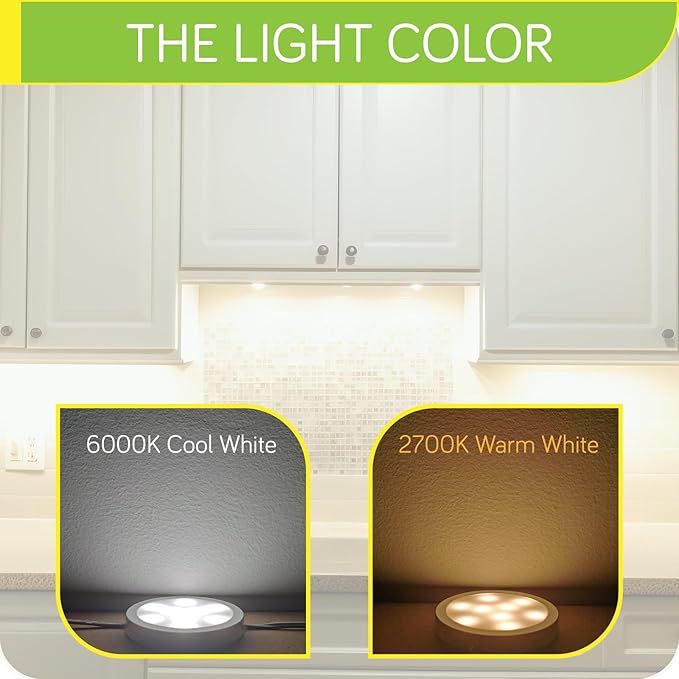 Curio Display Cabinet Light Kit, Small Round Under Counter LED Puck Lights - Image 5