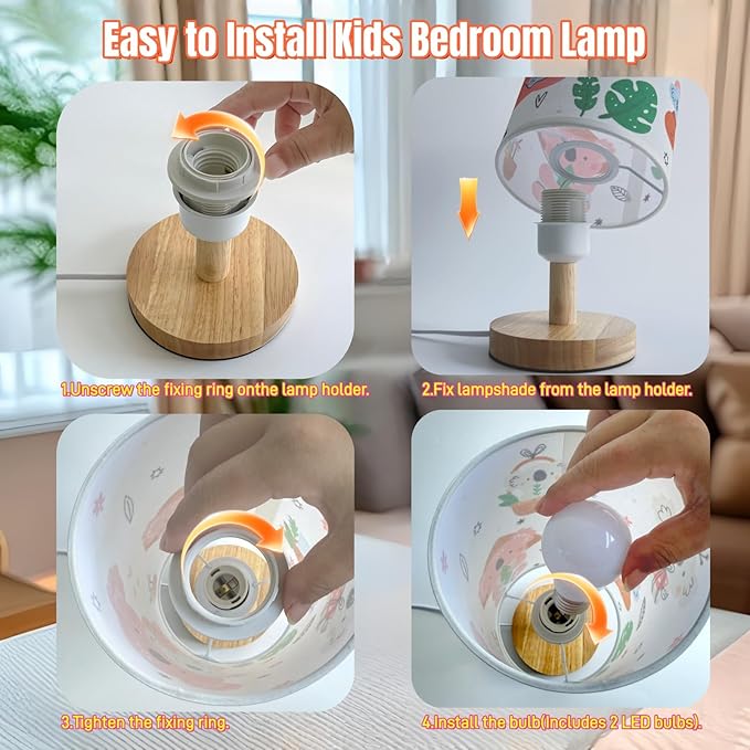 Kids Table Lamp for Girls Bedroom Nightstand Lamps, Christmas Gift for - Image 8