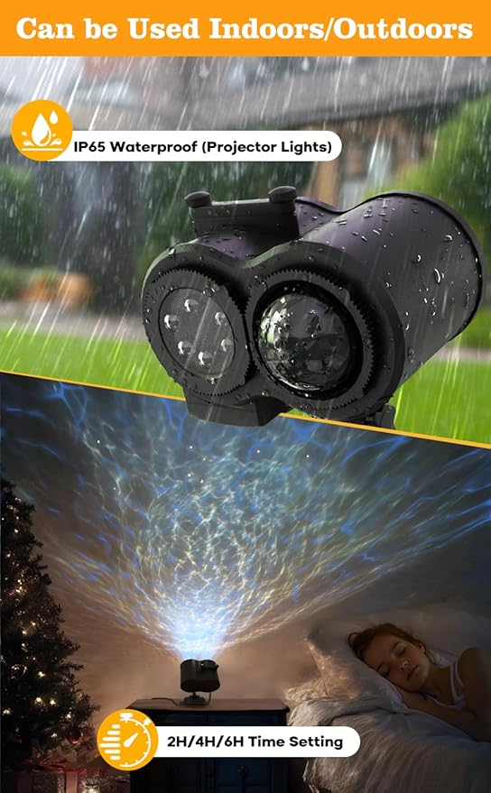 Christmas Projector Lights Outdoor Indoor, 2-in-1 Light Projector Water Wave - Image 4