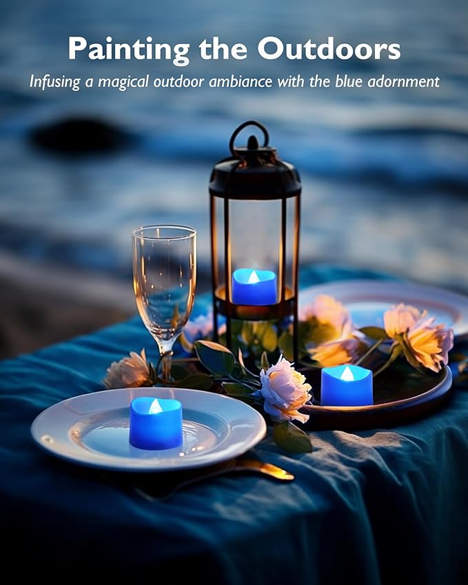 Homemory Blue Tea Lights Candles Battery Operated, 200+Hour Flameless - Image 8