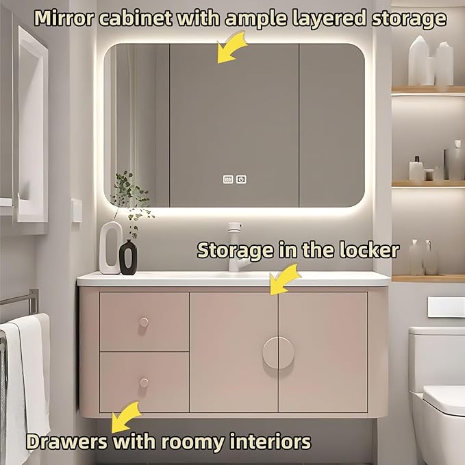 48IN Pink Modern Bathroom Vanity - Image 3