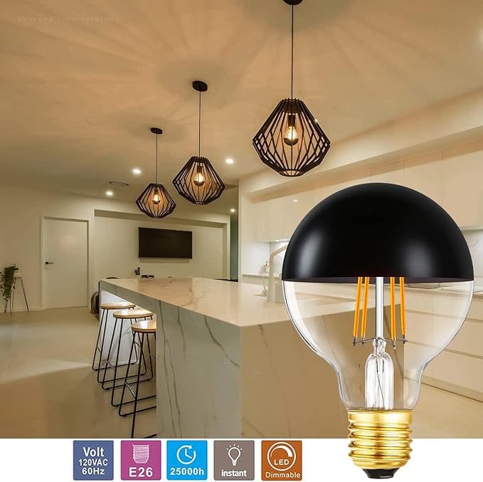 Leools Dimmable Half Black Light Bulb, Anti Glare LED Light Bulbs, 2700k Warm - Image 2