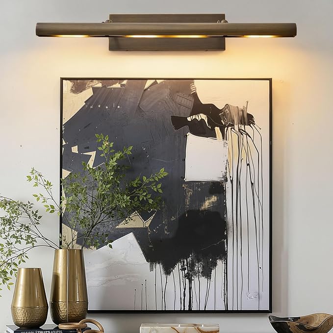 Hardwired Aged Brass Picture Light: 30" Long Rotatable Vintage Antique Gallery - Image 8