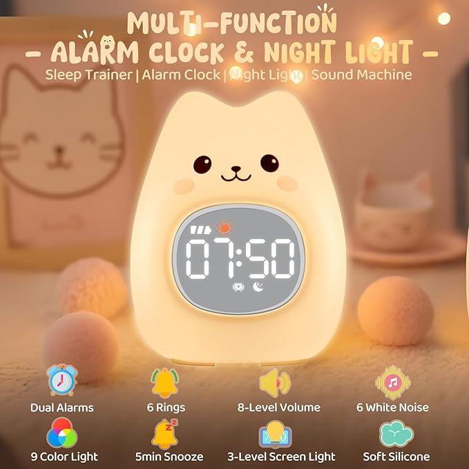 Cat Alarm Clock with Night Light - Image 2