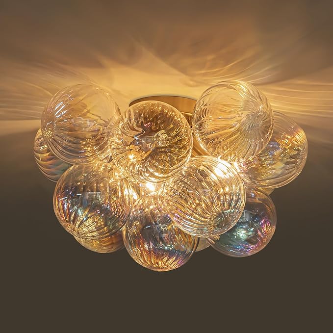 Semi Flush Mount Ceiling Light 18.5"-Glass Bubble Chandelier Lighting Modern - Image 9