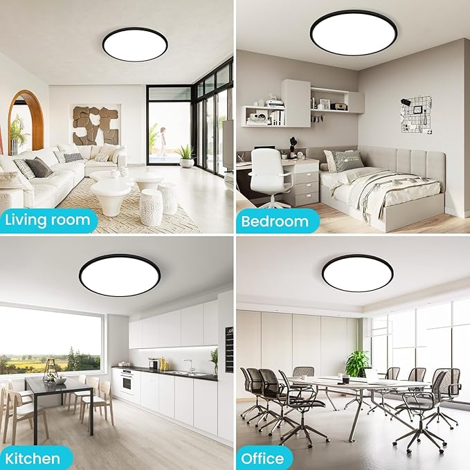 libtit 16.5 Inch Large Black Flush Mount Ceiling Light, 4200LM 36W Low Profile - Image 5